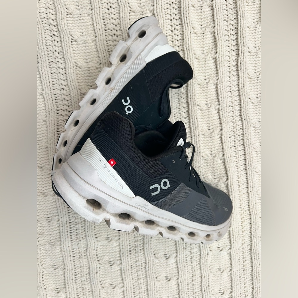 On Running Black and White Athletic Shoes